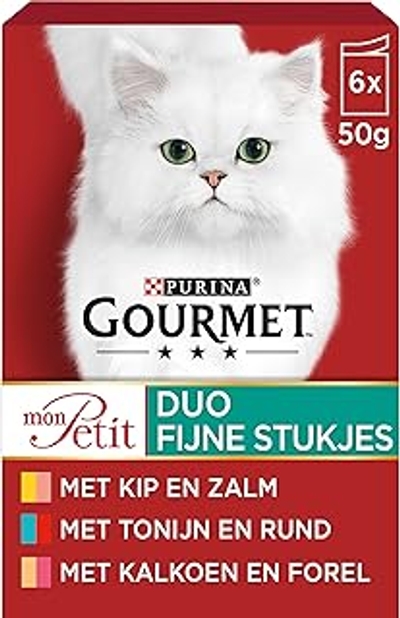 Gourmet Mon Petit Intense Duo met Zalm en Kip, Tonijn en Rund of Forel en Kalkoen in Saus - 24 x 50 gr - natvoer katten