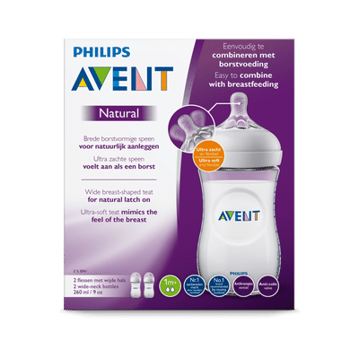 Philips Avent Natural Babyfles 1 M+ SCF033/27 260 ML 2 Stuks