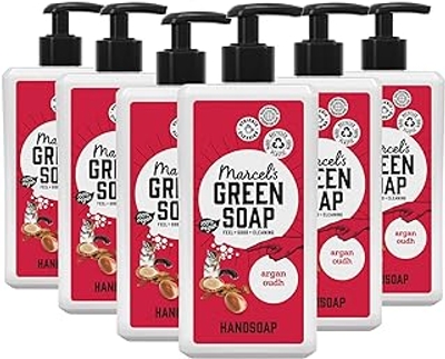 Marcel's Green Soap - Handzeep Argan & Oudh - vloeibare zeep dispenser - 100% milieuvriendelijk - 100% veganistisch - 97% biologisch afbreekbaar - verpakking van 6 stuks - 500 ml