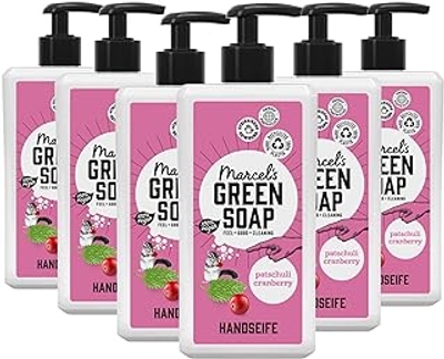 Marcel's Green Soap - Handzeep Patchouli & Cranberry - vloeibare zeep dispenser - 100% milieuvriendelijk - 100% veganistisch - 97% biologisch afbreekbaar - verpakking van 6-500 ml