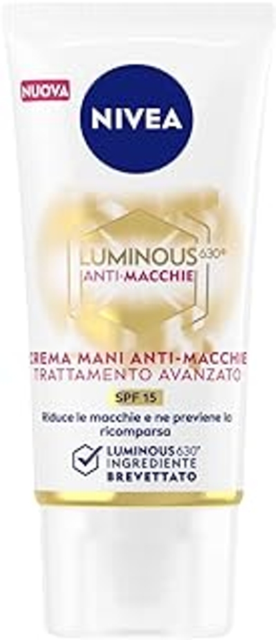 NIVEA Luminous630® Anti-vlek-handcrème, 50 ml, anti-aging handcrème voor het verminderen en voorkomen van vlekken, met SPF 15