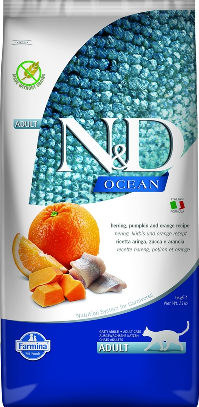 N&D Ocean kattenvoeding Haring met Pompoen 5 kg. - kattenbrokken