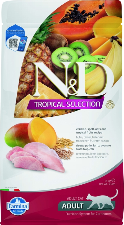 N&D Tropical kattenvoeding Kip 1,5 kg - kattenbrokken