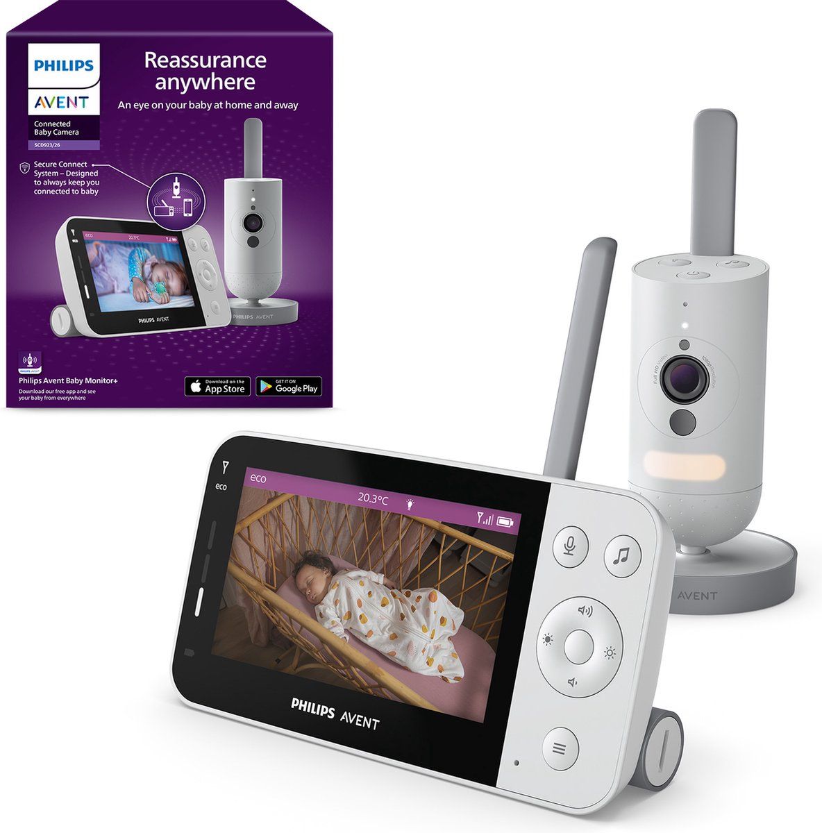 Philips Avent Premium Connected Babyfoon met camera en app – Ademhaling en slaap detectie