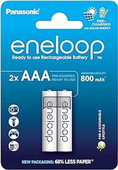 Panasonic eneloop, AAA oplaadbare batterijen, Ready-to-Use, min. 800 mAh - 2 stuks