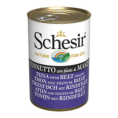 Schesir Cat Jelly Tonijn met rundvlees, nat kattenvoer in gelei, 24 blikjes x 140 g - natvoer katten