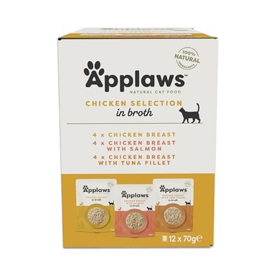 Applaws multipack met kip in bouillon - 12 x 70 gr - natvoer katten