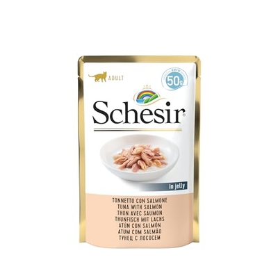 Schesir Cat Jelly Tonijn Met Zalm, Kattenvoer Nat, 30 zakjes x 50 g - natvoer katten