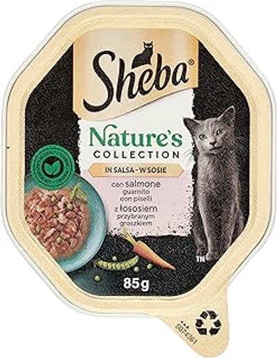Sheba Nature's Collection in Sauce, kattenvoer met zalm en erwten, 85 g, 22 kommen - natvoer katten