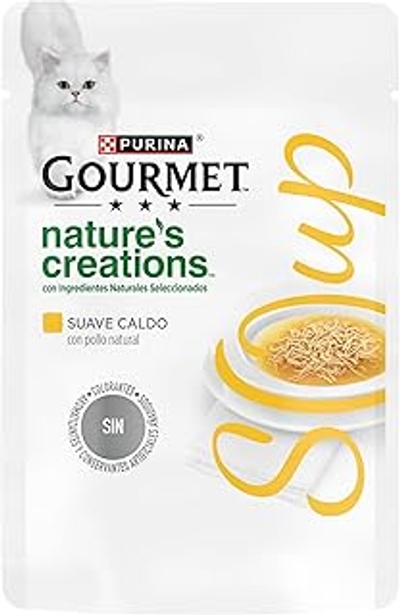 Purina Gourmet Nature's Creations Soup, natuurlijk natvoer voor katten, soep met kip en groenten, 40 zakjes à 40 g - natvoer katten