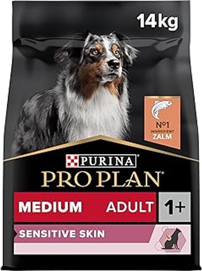 Pro Plan Hond Medium Adult Sensitive Skin Hondenvoer, Adult Hondenbrokken - Gevoelige Huid, met Zalm, 14kg - hondenbrokken