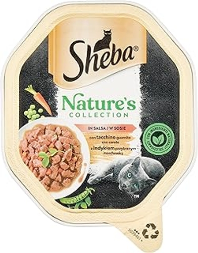 Sheba Nature's Collection in Salsa, kalkoen en wortelen, compleet natvoer voor volwassen katten, 22 kommen à 85 g - natvoer katten