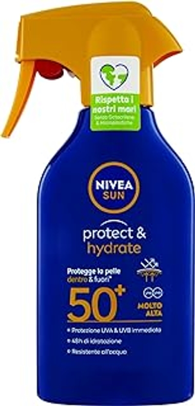 NIVEA Sun Maxi zonnespray Protect & Hydrate SPF 50+ in 270 ml spuitfles, zonnecrème met vocht gedurende 48 uur, zonnecrème met biologisch afbreekbare formule