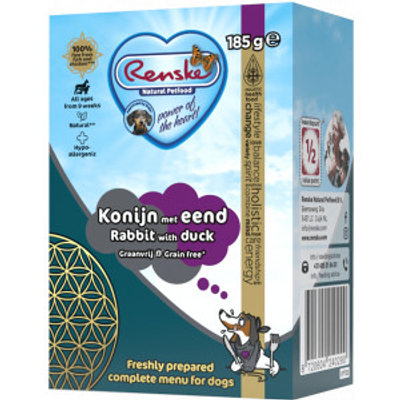 Renske Graanvrij konijn met eend Vers Bereid nat hondenvoer 24 x 375 g - natvoer honden - hondenbrokken - natvoer honden