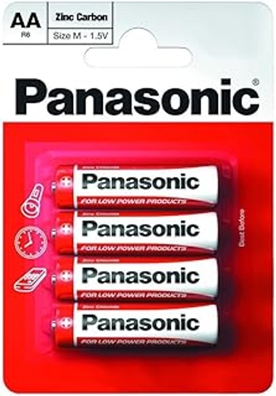 Panasonic AA zink-koolstof-wegwerpbatterijen, 4 stuks pakket kan variëren