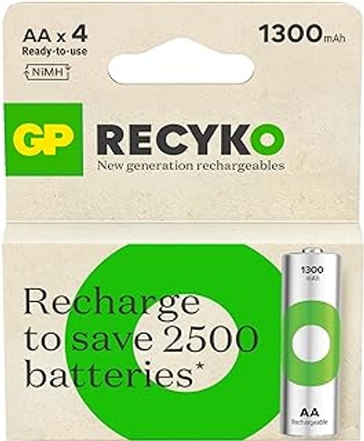 AA Batterij GP NiMH 1300 mAh RECYKO 1,2 V, 4 stuks