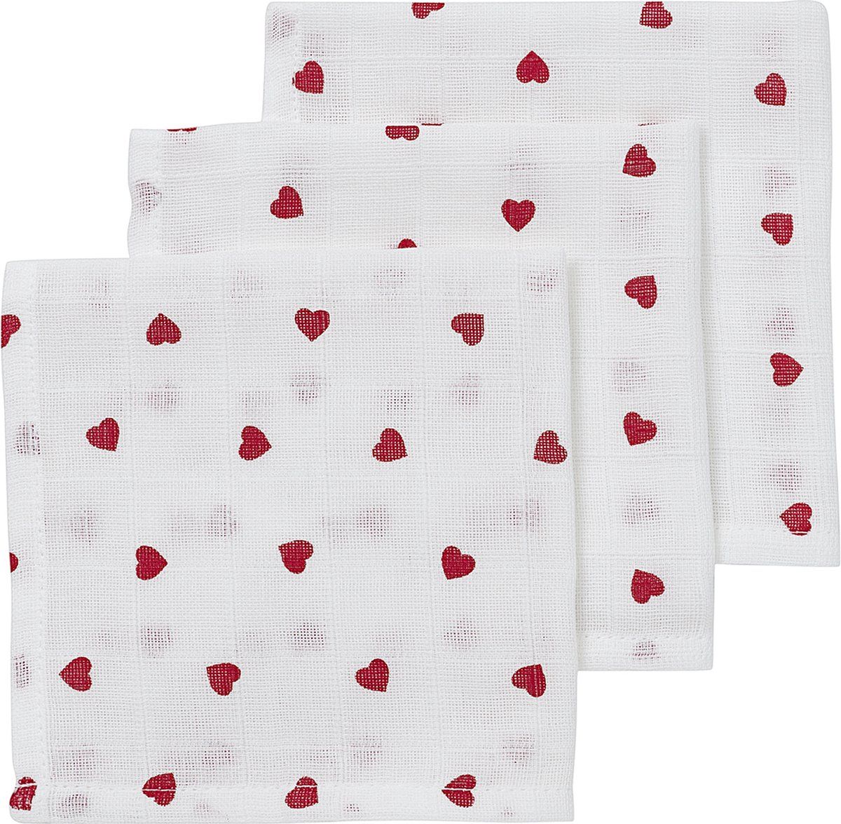 Meyco Sweet Heart Hydrofiele Monddoekjes - 3-Pack - Red