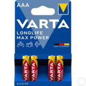 50x Varta Longlife Max Power Alkaline Batterijen AAA 4 stuks