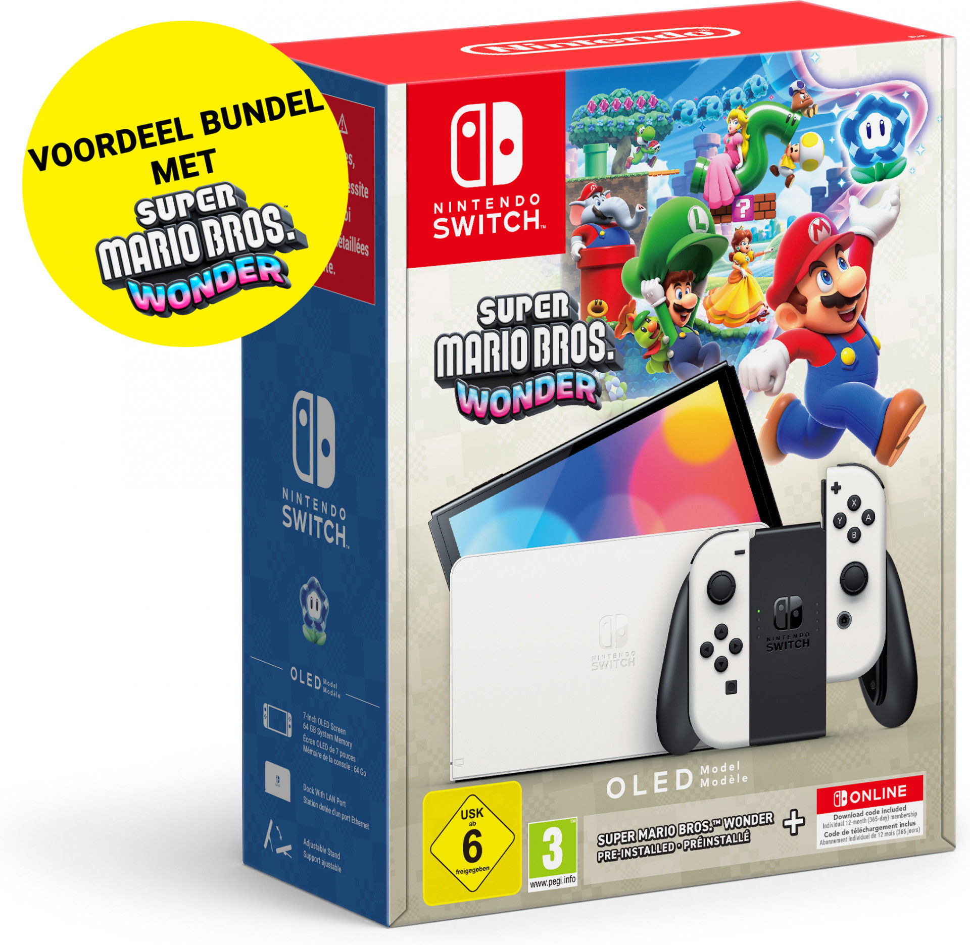 Nintendo Switch OLED + Super Mario Bros Wonder + 12 maanden NSO