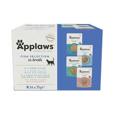 Applaws 100% natuurlijk natvoer viskeuze in bouillon 24 x 70 gr - natvoer katten