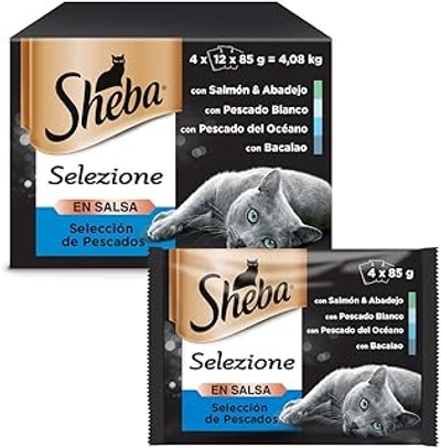 Sheba Selezione, selectie van vis in saus, 48 x 85 gr - natvoer katten