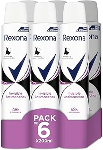 Rexona Invisible Deosol Anti-transpirant voor dames, Black & White - 6 x 200 ml