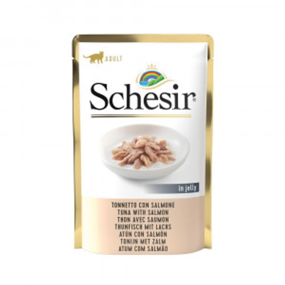 Schesir tonijn met zalm (jelly) natvoer kat (zakjes 85 g) 1 doos (20 x 85 g)- natvoer katten