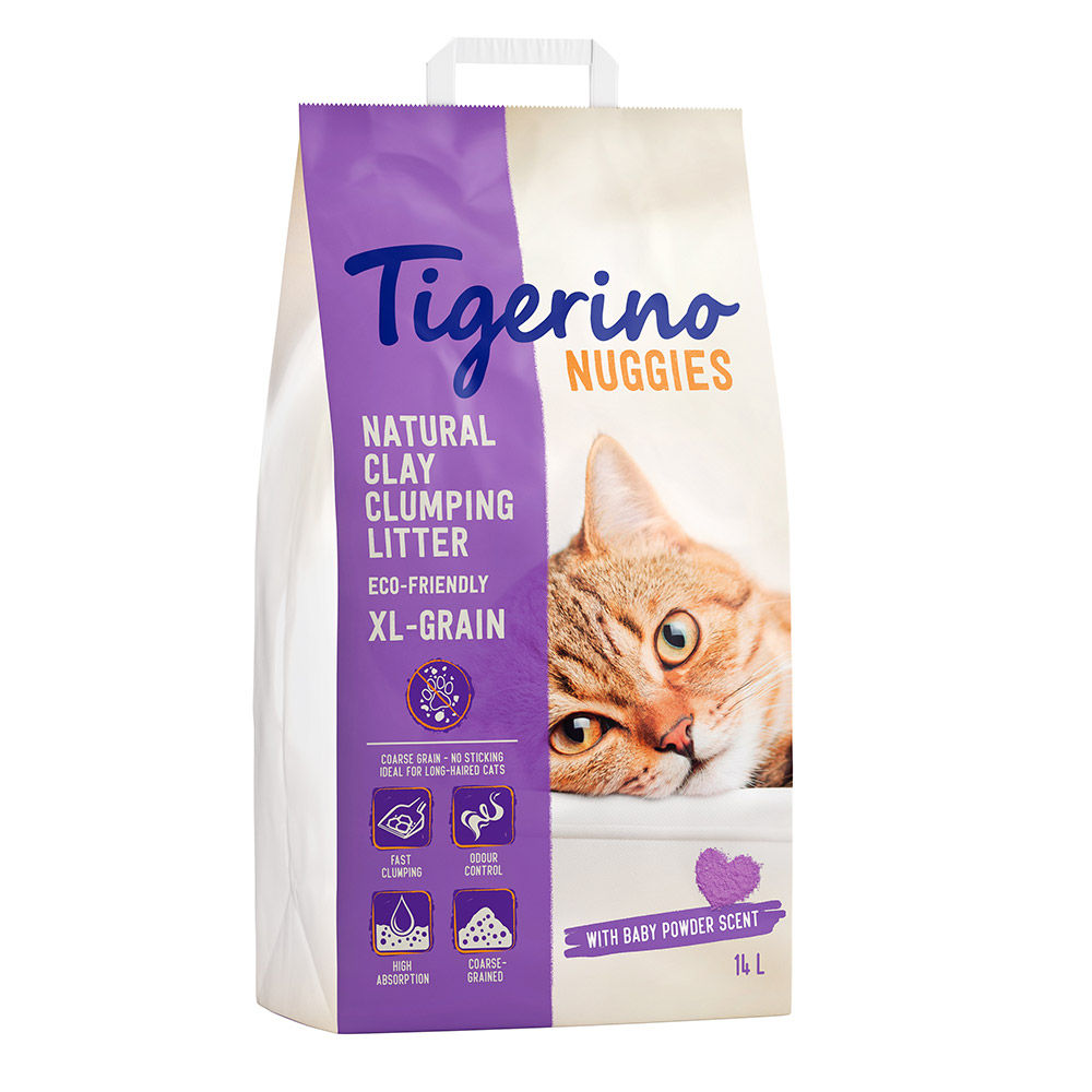 2x14L Nuggies Babypoedergeur Grof Tigerino Kattenbakvulling