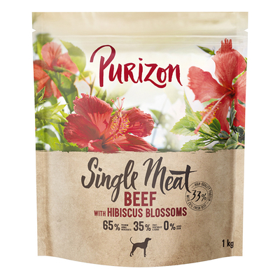 1kg Purizon rundvlees met hibiscus droogvoer voor honden - hondenbrokken