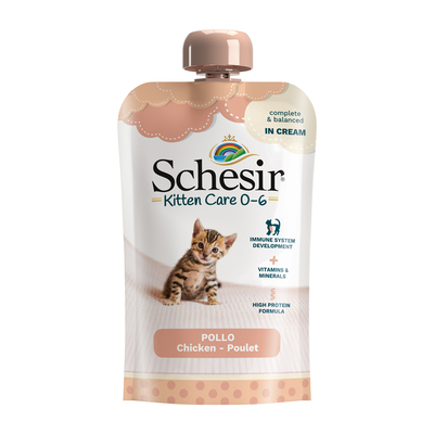 10x 150g Schesir Kitten in Crème Kip natvoer voor katten - natvoer katten