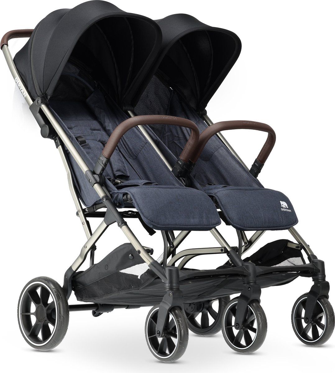 Deryan Luxe Rolo X2 XL Dubbele Buggy - Duo Buggy - Donkerblauw