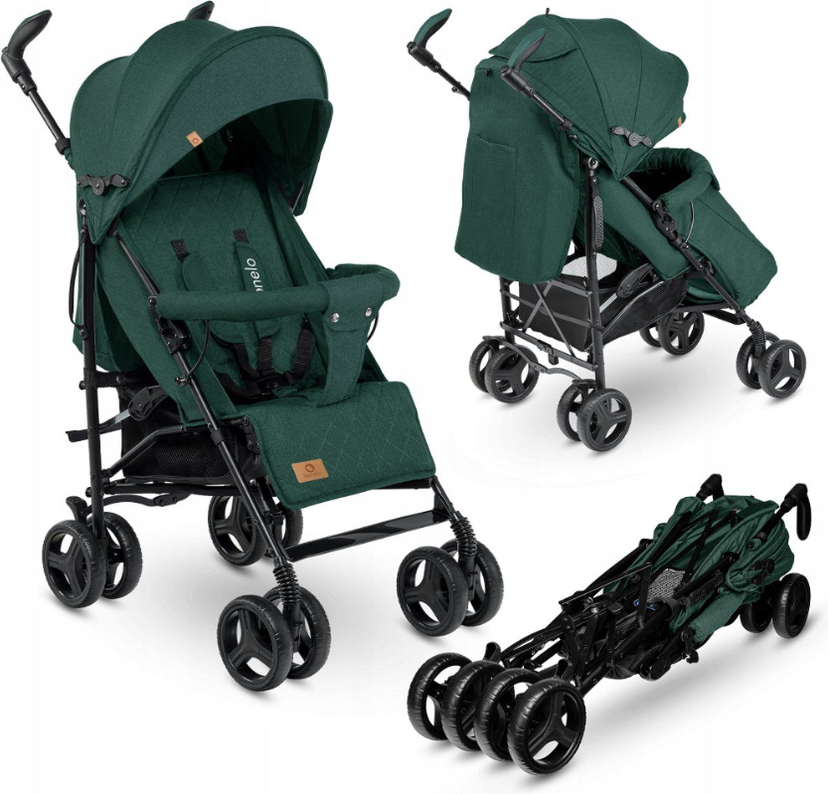 Lionelo Irma - Buggy - Wandelwagen- Lichte 7kg - tot 15 kg - Geveerde wielen - 360° - tot 5 jaar - Opbergmand - Verstelbare handgreep - Snel inklapsysteem - Compact formaat