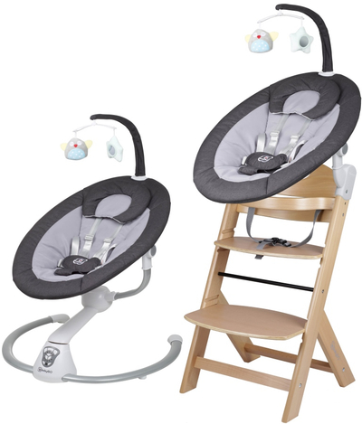 Babygo Homey Dark Grey/Nature Babyschommel en Kinderstoel Set 19011