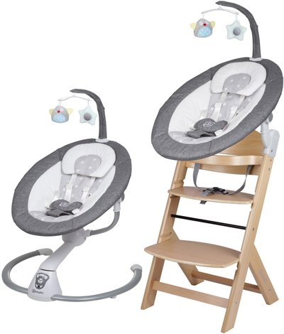 Babygo Homey Light Grey/Nature Babyschommel en Kinderstoel Set 19021