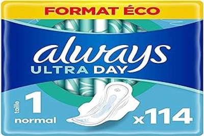Always Ultra Binden dames maat 1, normaal, 114 maandverband met vleugels 3 x 38 stuks multipack, ultradun en super absorberend