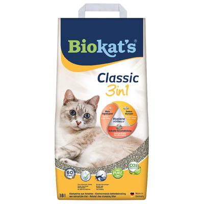 Biokat's Classic 3in1 - 18 L - Kattenbakvulling - Klontvormend - Zonder geur