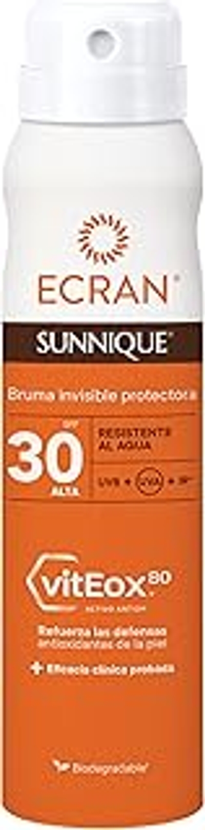 Ecran Sunnique Zonnebrandspray SPF 30, UVB+UVA- en IR-A-bescherming, versterkt de afweerkrachten, beschermt de huid, 24 uur vocht, formule met VitEox 80, voor het hele gezin, 75 ml