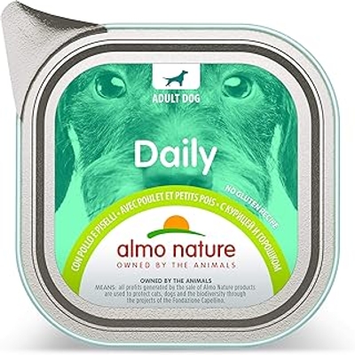almo nature Daily met kip en erwten, zonder gluten, 32 x 100 gr - natvoer honden