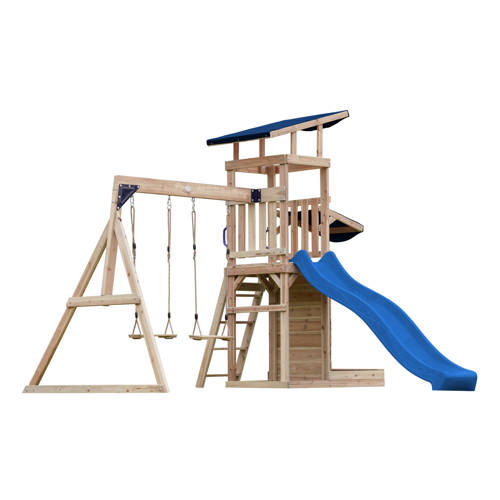 Axi Malik Swing Set with Double Swing and Play Wall