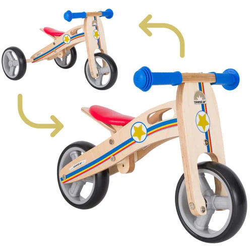 BikeStar mini loopfiets 2 in 1, hout, blauw