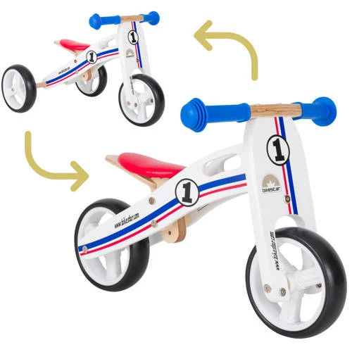 BikeStar mini loopfiets 2 in 1, hout, wit