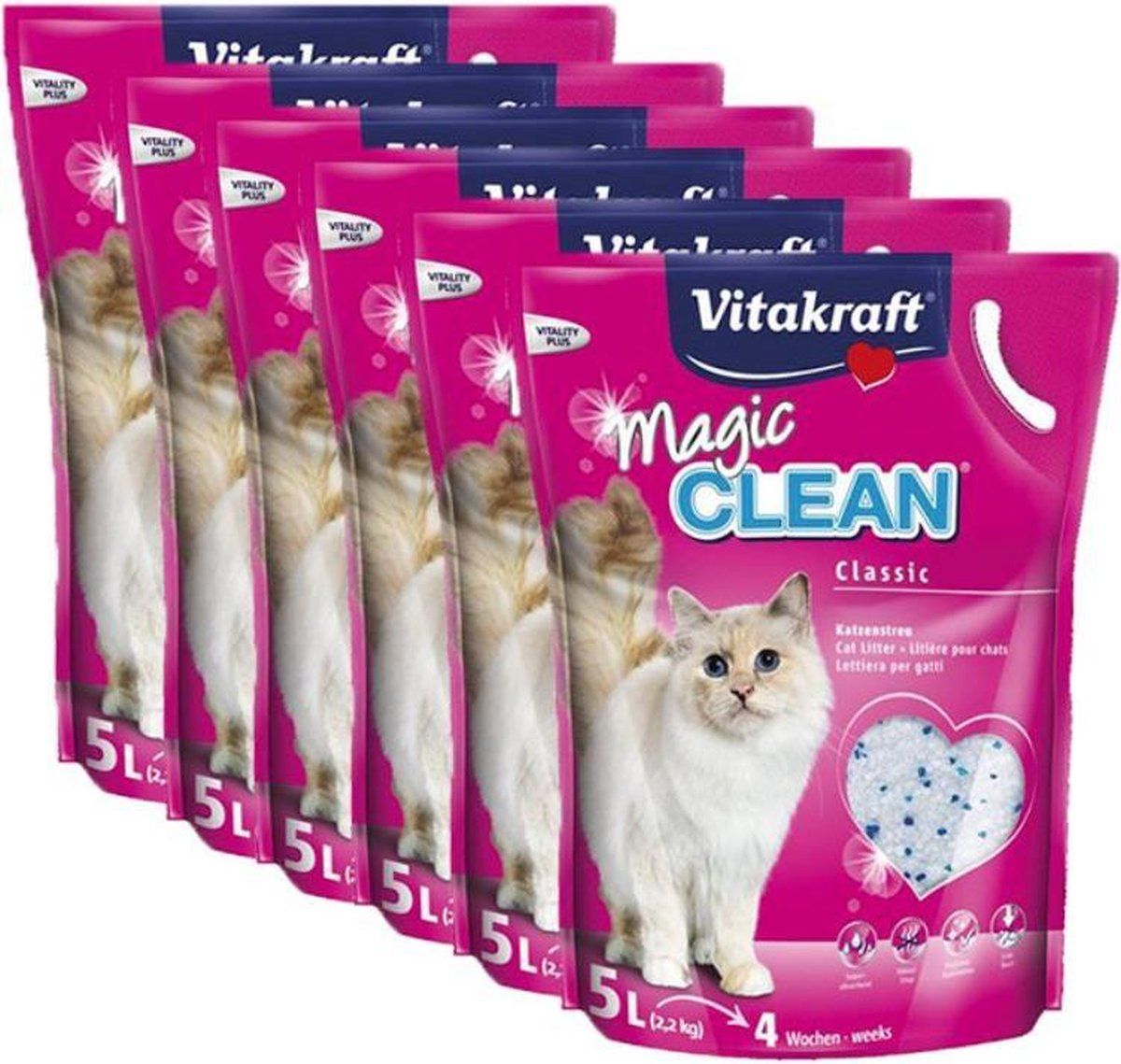 Vitakraft Magic Clean kattenbakvulling - 6 x 5 liter