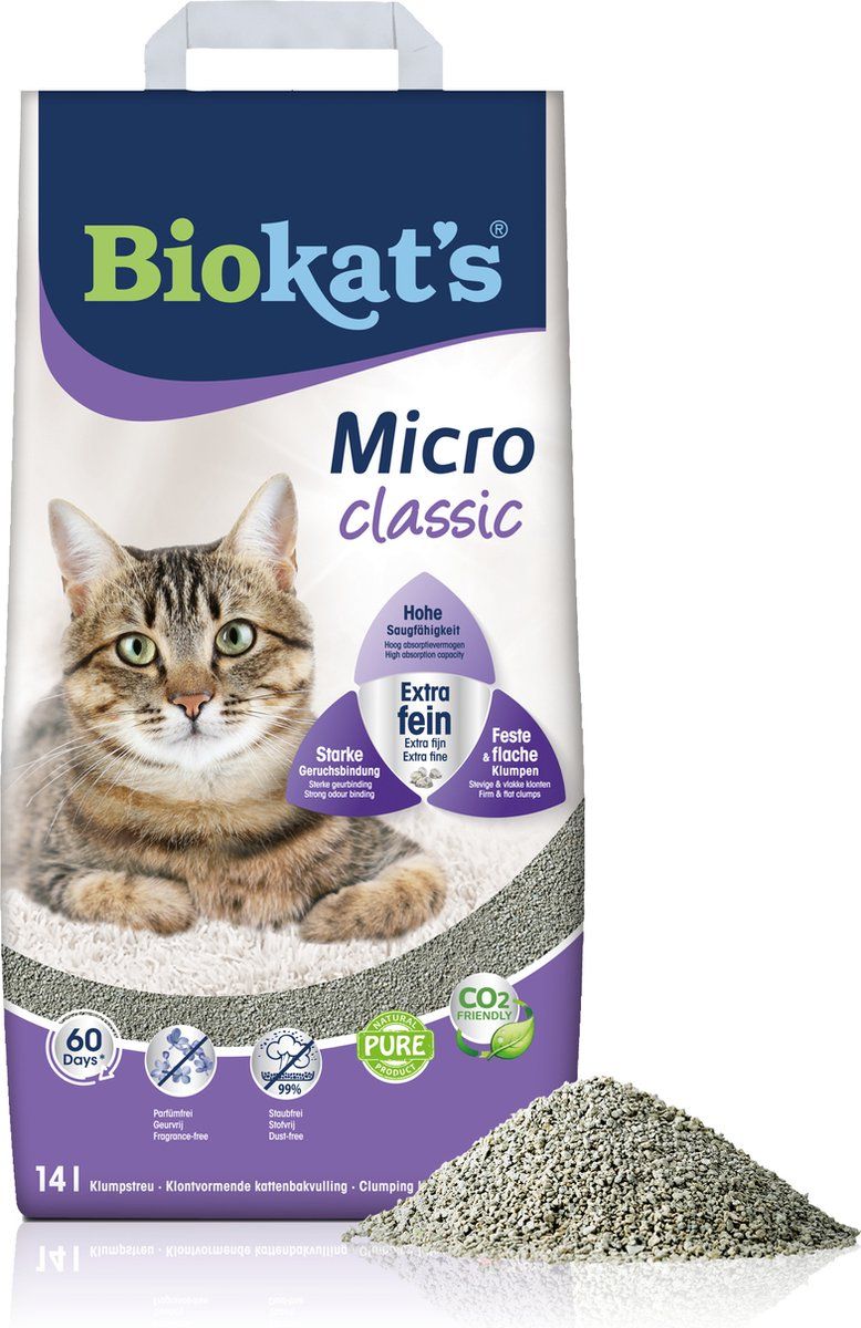 Biokat's Micro Classic - 14 L - Kattenbakvulling - Klontvormend - Zonder geur