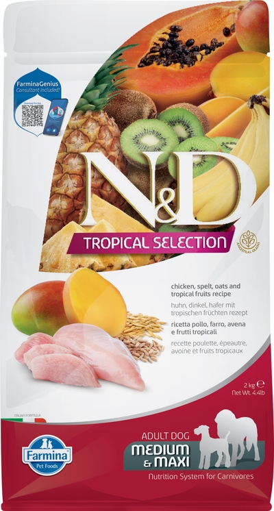 N&D Dog Tropical Selection Chicken Adult Med/Maxi 2 kg hondenbrokken