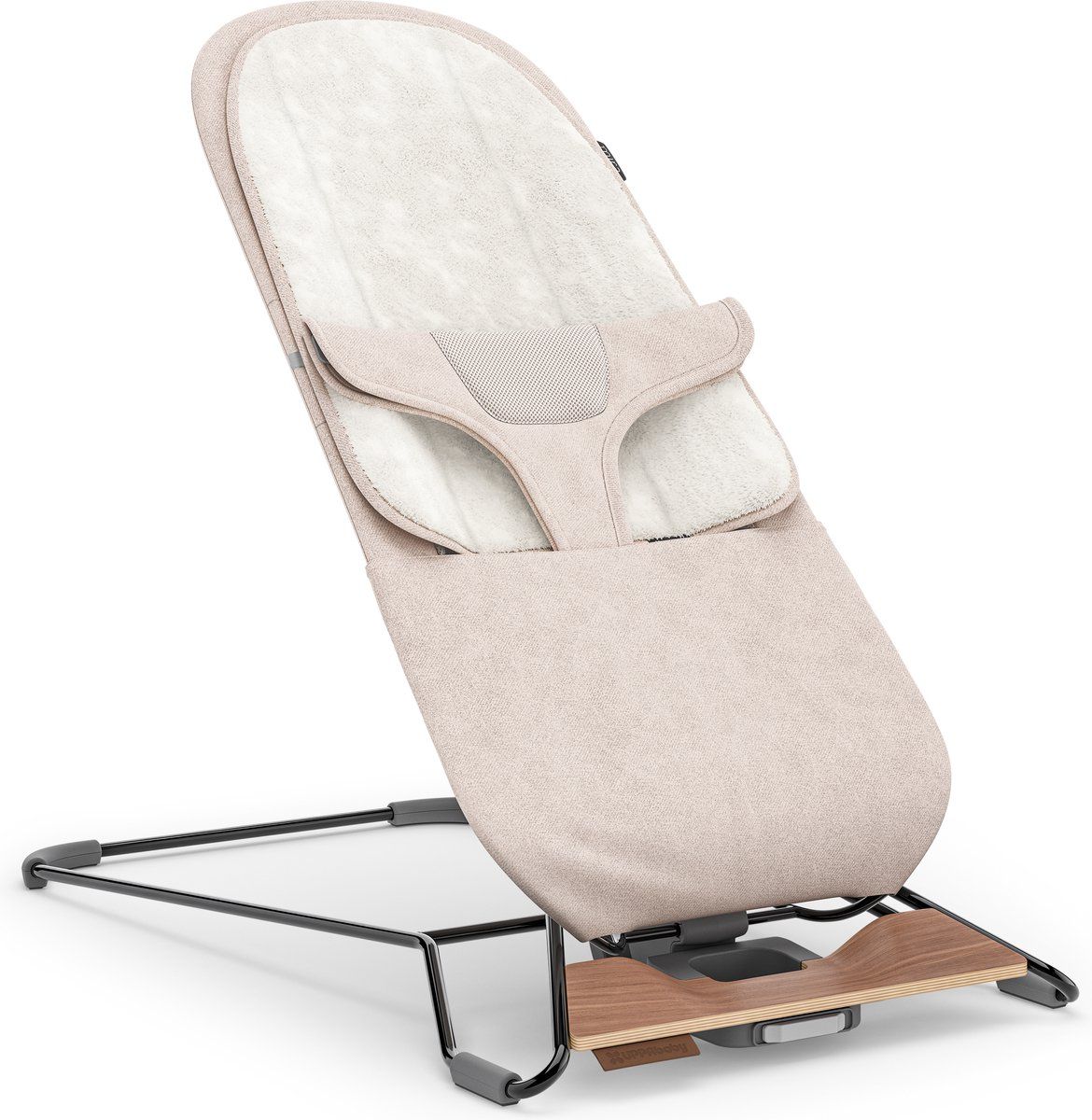 UPPAbaby - Mira Charlie - Wipstoel - Zand - Zwart frame met houten voet - Baby en Peuter - 2-in-1