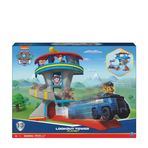 Paw Patrol Uitkijktoren met voertuigwerper 2 Chase-actiefiguren de politieauto van Chase en accessoires