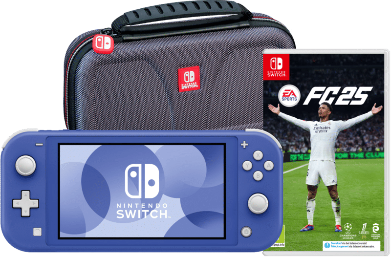 Nintendo Switch Lite Blauw + EA Sports FC 25 + Bigben Beschermtas