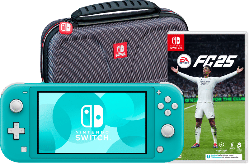 Nintendo Switch Lite Turquoise + EA Sports FC 25 + Bigben Beschermtas