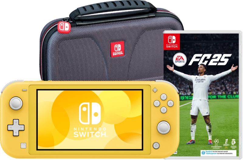 Nintendo Switch Lite Geel + EA Sports FC 25 + Bigben Beschermtas