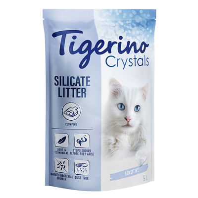 5l Sensitive Parfumvrij Tigerino Crystals Klonterende Kattenbakvulling